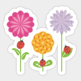 Ladybugs in a Flower Garden Sticker